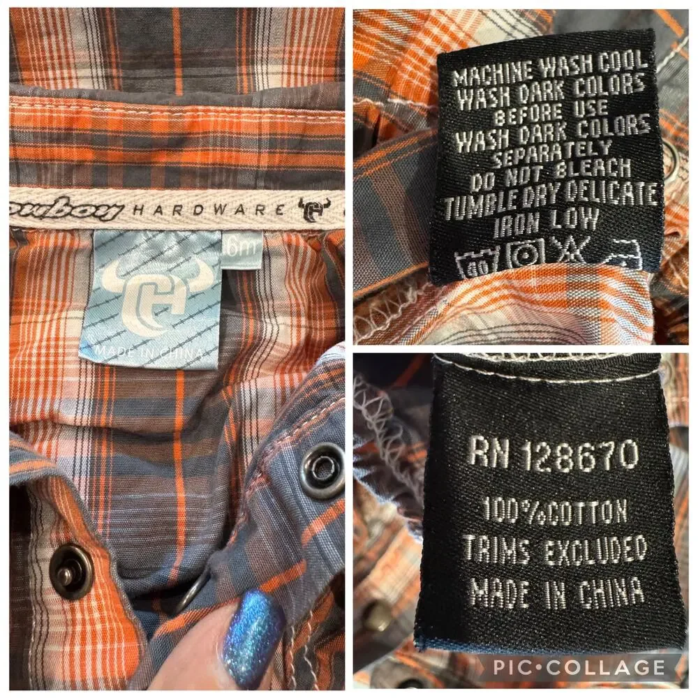 MSRP: $34 ✨ Cowboy Hardware Western Plaid Snap Bodysuit | 6 Months✨SAME DAY SHIP